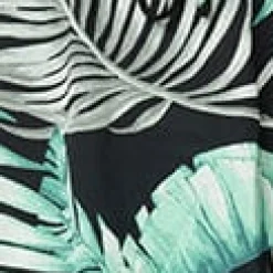 Retro Style Green & Black Palm Print Tropical Skort