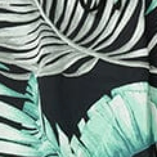 Retro Style Green & Black Palm Print Tropical Skort