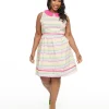 Retrolicious Plus Size 1950s Rainbow Leaf Collared Fit & Flare Dress