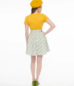 Retrolicious 1950s Rainbow Diagonal Stripe Skater Skirt