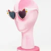 Rhinestone Crawfish White Heart Cat Eye Sunglasses