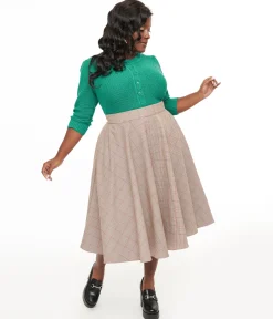 Royal Monk Plus Size 1950s Pink Check Florence Swing Skirt
