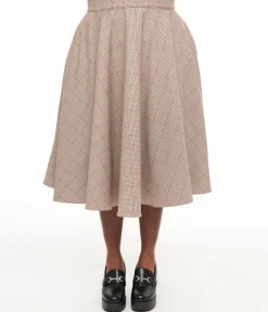 Royal Monk Plus Size 1950s Pink Check Florence Swing Skirt