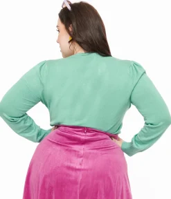 Royal Monk Plus Size 1950s Teal Ski Snow Season Sweater
