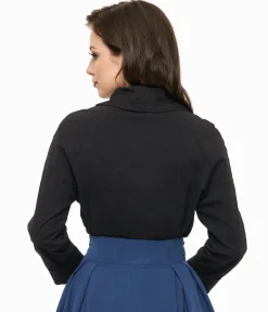 Royal Monk 1950s Black Button Up Celia Blouse