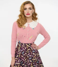 Royal Monk 1950s Pink Candy Cardigan