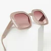 1970s Beige Sparkle Square Sunglasses
