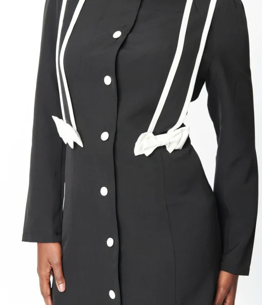 1970s Black & White Bow Coat