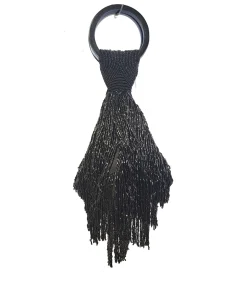 1920s Black Beaded Fringe Wristlet