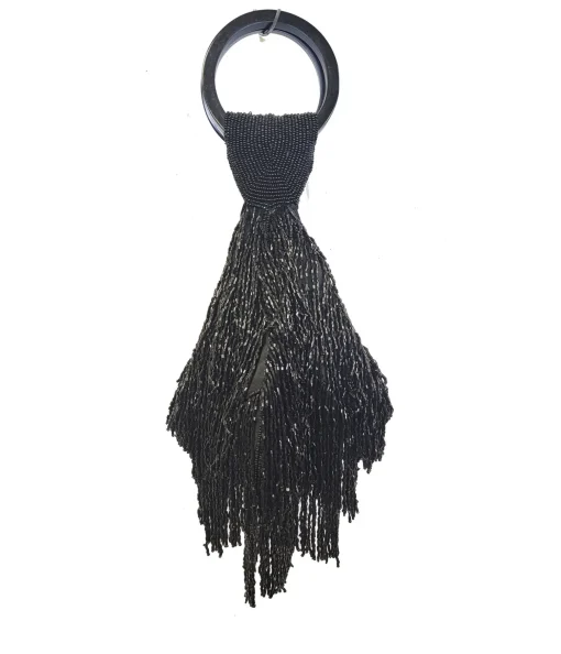 1920s Black Beaded Fringe Wristlet