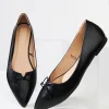 1990s Black Bow Pointed Leatherette Flats
