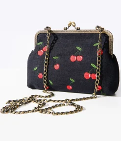 1950s Black Cherry Handbag