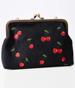 1950s Black Cherry Handbag