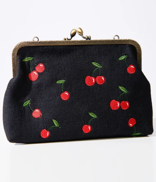 1950s Black Cherry Handbag