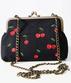 1950s Black Cherry Handbag