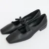 1960s Black Leatherette Bow Strap Flats