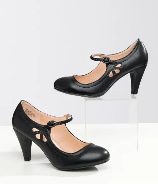 1920s Black Leatherette Mary Jane Heels