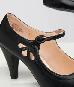 1920s Black Leatherette Mary Jane Heels