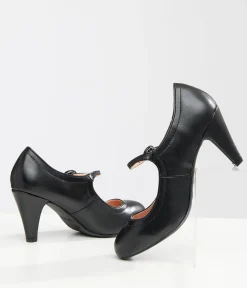 1920s Black Leatherette Mary Jane Heels