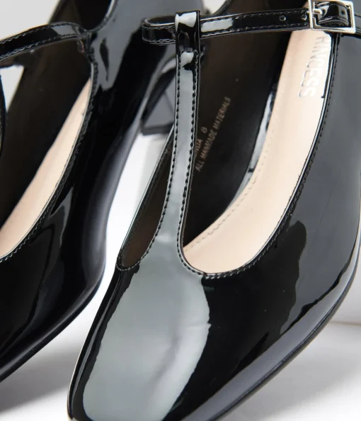 1920s Black Patent Leatherette T-Strap Heels