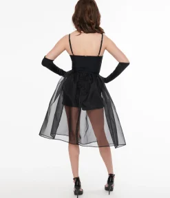 1980s Black Prima Belle Bustier Romper Dress