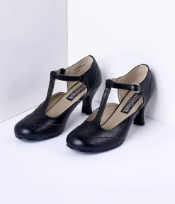 1920s Black T-Strap Mary Jane Heels