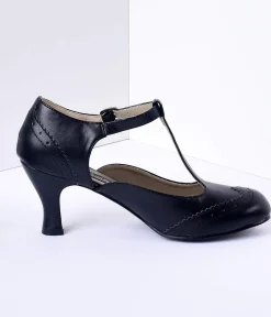 1920s Black T-Strap Mary Jane Heels