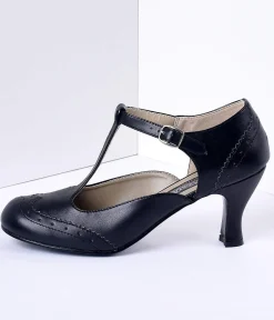 1920s Black T-Strap Mary Jane Heels