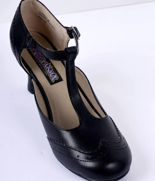 1920s Black T-Strap Mary Jane Heels