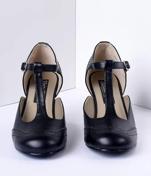 1920s Black T-Strap Mary Jane Heels
