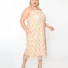 1920s Champagne Sequin Fringe Midi Dress