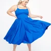 1950s Cobalt Blue Cotton Swing Dress