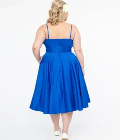 1950s Cobalt Blue Cotton Swing Dress