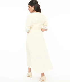 1930s Cream & White Lace Midi Dress