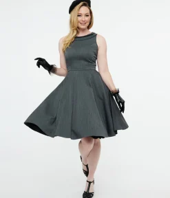 1950s Grey Swing Dress