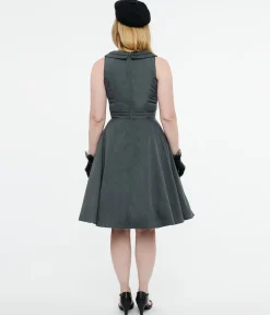 1950s Grey Swing Dress