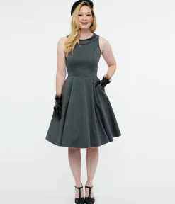 1950s Grey Swing Dress
