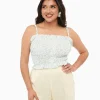 1970s Light Blue Daisy Smocked Crop Top