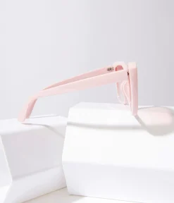 1970s Light Pink Square Cat Eye Oversized Sunglasses