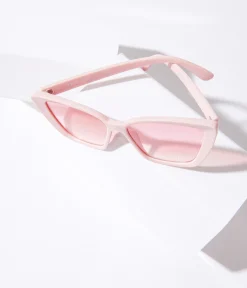 1970s Light Pink Square Cat Eye Oversized Sunglasses