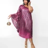 1970s Metallic Magenta Pleated Caftan