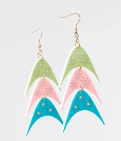 1950s Multicolor Boomerang Trio Earrings