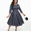 1950s Navy Plaid Anna Swing Dress
