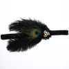 1920s Peacock Feather & Pearl Gem Flapper Headband