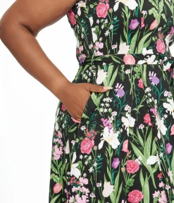 1950s Pink & White Wildflower Hepburn Swing Dress