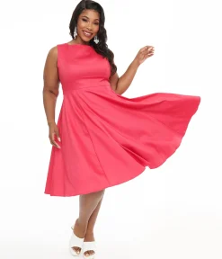 1950s Pink Cotton Swing Dress