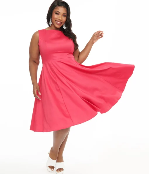 1950s Pink Cotton Swing Dress