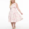 1950s Pink Gingham & Floral Cotton Swing Dress