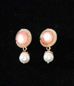 1920s Pink Pearl Art Deco Earrings