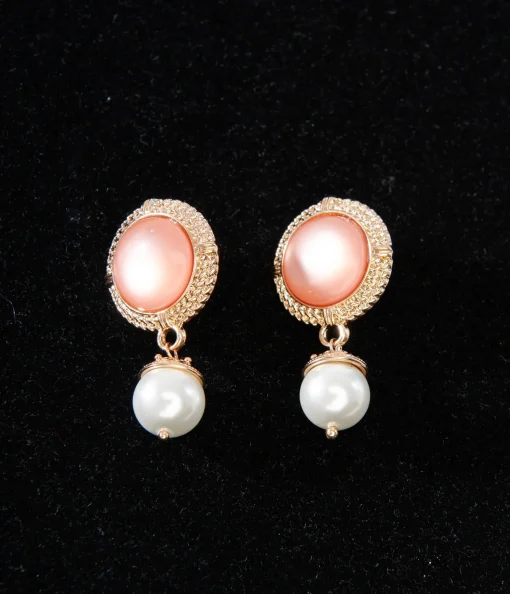 1920s Pink Pearl Art Deco Earrings